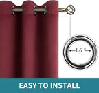 BGment Blackout Curtains for Bedroom - Grommet Thermal Insulated Room Darkening Curtains for Living Room, Set of 2 Panels (38 x 54 Inch, Burgundy)