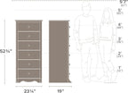 Prepac Sonoma 6 Drawer Dresser for Bedroom, Tall Chest of Drawers, Bedroom Furniture, Clothes Storage and Organizer, 19" D x 23.25" W x 52.75" H, White