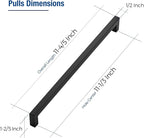 JOY DECOR 15 Pack Cabinet Handles, Black Cabinet Pulls, 11-1/3 Inch Kitchen Closet Handles Square Drawer Pulls Stainless Steel Drawer Hardware, 288mm Hole Centers
