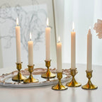Gold Taper Candle Holder, Brass Candlestick Holders, Vintage Metal for Table Centerpieces Wedding Christmas Decor (Gold, 6 Pcs)
