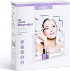 HIEEY Hollywood Vanity Mirror with Lights, Makeup 9 Dimmable Bulbs Three Color Lighting Modes, and 5X Magnification Mirror, Smart Touch Control, 360°Rotation (White)
