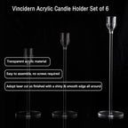 Vincidern 6PCs Acrylic Candle Holders Centerpieces for Table, Taper Candle Holder for Wedding Decor, Dining Room, Halloween, Christmas Decorative Candlestick Holder, Taper Candle Holder Set