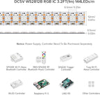 BTF-LIGHTING WS2812B IC RGB 5050SMD Pure Gold Individual Addressable LED Strip 3.28FT 144LED 144Pixel/m Flexible Full Color IP30 DC5V for DIY Chasing Color Project(No Adapter or Controller)