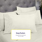 Sweet Home Collection 6 Piece 1500 Supreme Collection Brushed Microfiber Deep Pocket Sheet Set-2 Extra Pillow Cases, Great Value, Rv Short Queen, Ivory