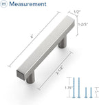 Ravinte Brushed Nickel Cabinet Handles 15 Pack 2-1/2 inch Satin Nickel Square Cabinet Pulls Silver Hardware for Kitchen 4 inch Overall Length Stainless Steel Drawer Pulls