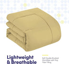 Sweet Home Collection 5 Piece Comforter Set Bag Solid Color All Season Soft Down Alternative Blanket & Luxurious Microfiber Bed Sheets, Camel, Twin