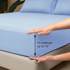 Mejoroom Full Size Sheet Sets - 16 Inches Deep Pocket Bed Sheets & Pillowcase Sets - 1800 Collection Microfiber Bed Sheet Set - Extra Soft, Fade & Wrinkle Resistant - 4 Piece(Full,Light Blue)