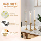 NUPTIO Hurricane Candle Holder for Centerpiece: Set of 3 Gold Candlestick Holders with Glass Shade - Vintage Taper Candleholder for Christmas Dining Table Fireplace Mantle Decor