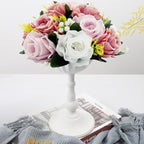10Pcs Artificial Flower Balls for Centerpieces, Large Round Rose Balls for Parties Valentine's Day Wedding Centerpieces and Home Office Decor (Dusty Pink & White)