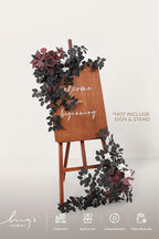 Ling's moment 2pcs Wedding Flowers Garland Artificial Floral Swag Arch Decorations Greenery Arrangements Black & Burgundy Ceremony Reception Garden Easel Wall Entryway Outdoor NOT Include Sign