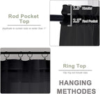 OWENIE Black Sheer Curtains 120 Inches Long 2 Panels Set, Airy Lightweight Sheer Black Curtain for Living Room Bedroom, Farmhouse Voile Filmy Rod Pocket Curtains Drapes, 2 Pcs, Each 59" Wx120 L Inch