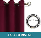BGment Blackout Curtains - Grommet Thermal Insulated Room Darkening Bedroom and Living Room Curtains, Set of 2 Panels (52 x 120 Inch, Burgundy)