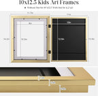 [3 Pack] Kids Art Frames, 10x12.5 Front Opening Kids Artwork Frames Changeable, Displays 8.5x11 With Mat and 10x12.5 Without Mat, Holds 50 Pcs, for 3D Picture, Crafts, Children Drawing, Hanging Art, Portfolio Storage