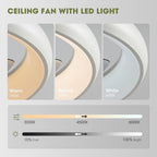 Ceiling Fans with Lights and Remote, 20'' Low Profile Flush Mount, 6 Wind Speeds, Modern Dimmable LED Ceiling Fan, Smart Ceiling Fan for Bedroom, Kids Room (White)