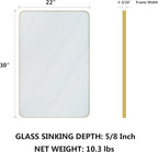 VocalStar Gold Bathroom Mirror for Wall, 22 x 30 Inch Metal Framed Rounded Rectangle Vanity Mirror Modern Farmhouse, 1/4-inch Shatterproof Glass | Ultra-Flush Hanging
