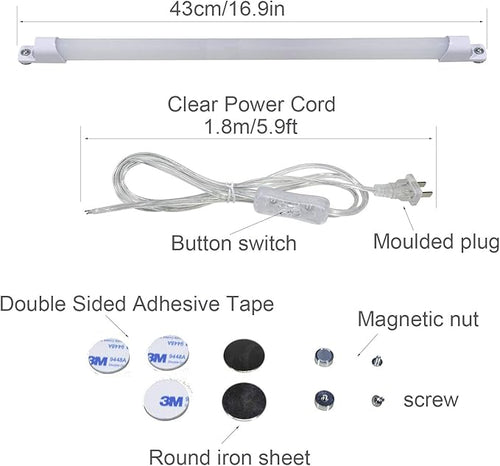 110V Under Cabinet Lights,17inch LED Under Counter Lighting with 6foot Plug Cable,Reading Desk Lamp for Kitchen/Shelf (Naturally White 4000K)