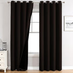 ChrisDowa 100% Blackout Curtains 108 inch Long for Bedroom with Black Liner, 2 Thick Layers Total Blackout Thermal Insulated Grommet Window Curtains 2 Panels Set (Brown, 52 x 108 Inch)