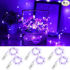 YKB 6 Pack Purple Fairy String Lights Battery Operated Fairy Lights Starry String Lights on 3.3ft/1m Silvery Copper Wire DIY Christmas Decoration Costume Wedding Party Halloween Easter