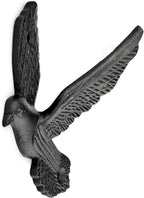 Ambipolar Flying Style Iron Cast Decorative Pigeon Bird Wall Mounted Coat Hooks, 5 Pieces, Black