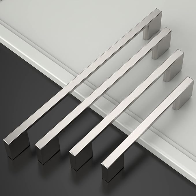 Asidrama 10 Pack 8.8 Inch(224mm) Brushed Satin Nickel Kitchen Cabinet Handles, Cabinet Pulls Kitchen Cabinet Hardware for Cupboard Drawer Pulls