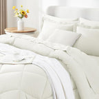 CozyLux Queen Comforter Set Ivory - Bed in a Bag Queen Size 7 Pieces, Luxury Soft Bed Set for All Seasons, Bedding Set with Down Alternative Comforter, Sheets, Pillowcases & Shams