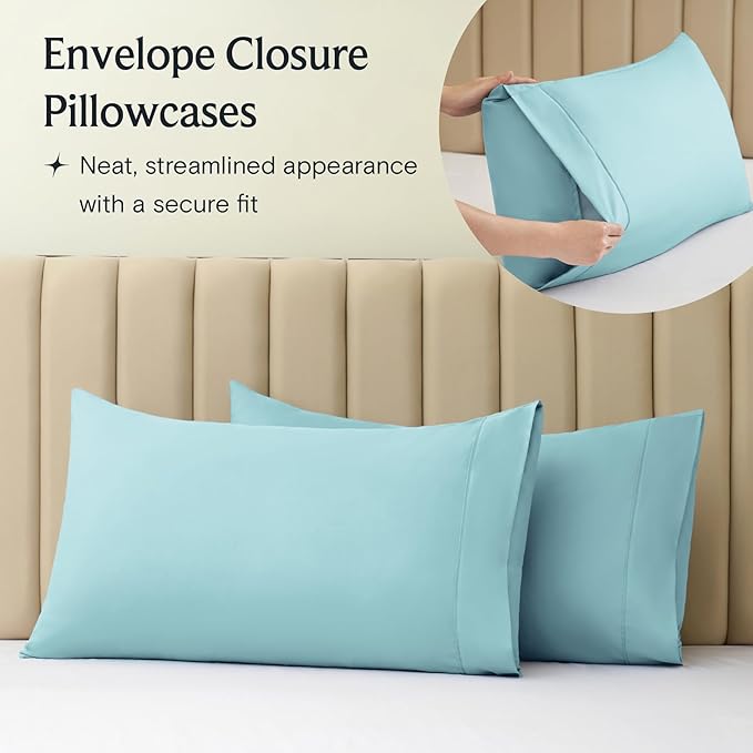 LuxClub 3 PC Sheet Bed Sheets Deep Pockets Wrinkle Free-Kids-Fitted Sheets Hypoallergenic Anti-Bacteria Machine Washable Hotel Bedding Silky Soft - Aqua Twin