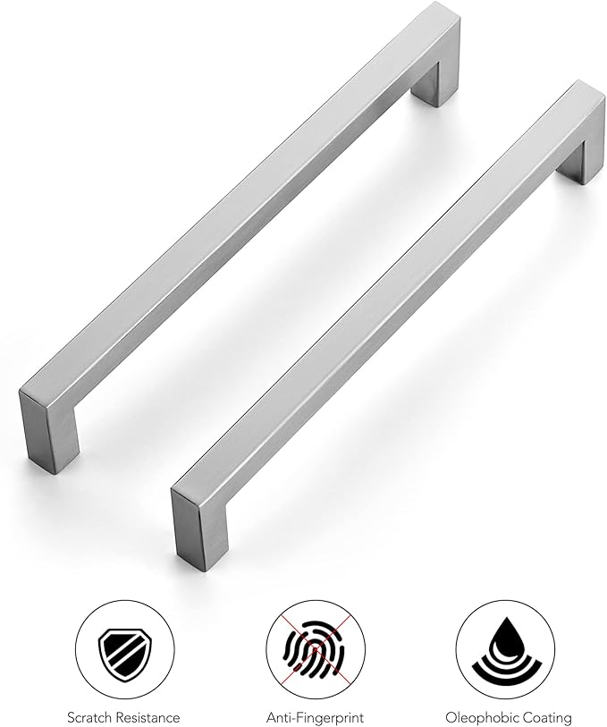 Ravinte 50 Pack 7-1/2 Inch Kitchen Square Cabinet Handles Satin Nickel Pulls Brushed Nickel Kitchen Cabinet Hardware Handles for Cupboard Drawer Pulls