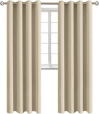 BGment Room Darkening Curtains 108 Inches Long - Grommet Thermal Insulated Drapes Window Treatment Curtains for Bedroom, 2 Panels, 52 x 108 Inch, Beige