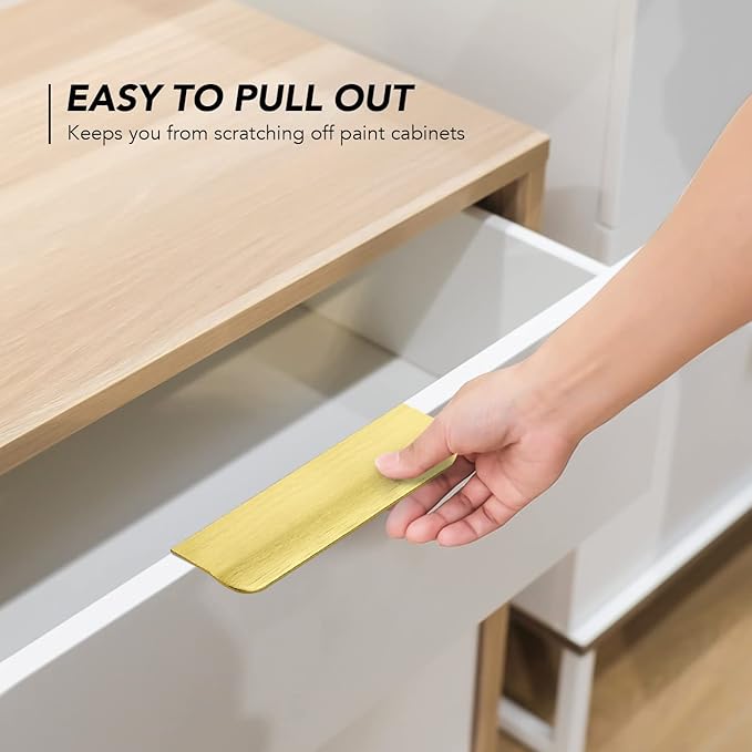 Ravinte Hardware 10 Pack Gold Cabinet Handles, 4.75 Inch (120mm) Finger Edge Pulls, 3.75 Inch Hole Center, Finger Pulls for Cabinets