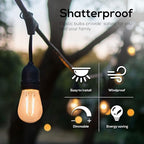 Banord 15 Pack Dimmable 2W S14 Replacement LED Bulbs, 2700K Warm White Waterproof Outdoor String Lights Vintage LED Filament Bulb, Shatterproof E26 Screw Base Edison Light Bulbs