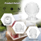 MroMax Tiny Pull Handle Round Diamond Acrylic Mini Knob 17mm Diameter Clear Shiny Cute Decoration for Jewelry Box, Gift Case and Makeup Box 2Pcs