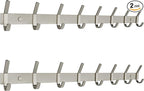 Coat Rack Wall Mount – Brushed Nickel 24 Inch Stainless Steel Hook Rail with 8 Heavy Duty Double Coat Hooks – Wall Mounted Coat Hanger for Entryway, Bathroom, Bedroom, Towel, Hat Organizer - 2 Pack
