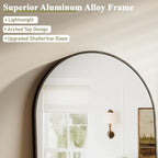 HARRITPURE 32"x48" Arched Bathroom Mirror - Black Wall Mounted Vanity Mirror Aluminum Alloy Frame Large Arch Wall Mirror for Living Room, Bedroom and Entryway
