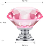 Ravinte 25 Pack Pink Crystal Knobs for Dresser Drawers - 30 mm Glass Cabinet Diamond Shaped Knobs with Silver Base