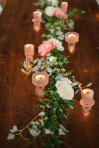 Vixdonos Taper Glass Candlestick Holders Tealight Candle Holders for Table Centerpieces, Wedding Decor and Dinner Party (6 Pcs, Orange Pink)