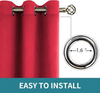 BGment Red Blackout Curtains 72 Inch Length 2 Panels Set, Grommet Thermal Insulated Room Darkening Curtains for Bedroom, Each 46 x 72 Inch