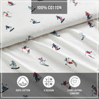 Eddie Bauer - Flannel Sheets Full Size, Anti-Pilling & Wrinkle Resistant Cotton, Touchably Soft for All-Season Comfort - Bed Sheets with Matching Pillowcases & Fitted Sheet (Ski Slope White)
