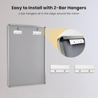 LOAAO 30X36 Inch Brushed Nickel Bathroom Mirror, Rounded Rectangle Silver Metal Frame Mirror, Brushed Nickel, Anti-Rust, Shatter Proof, Hangs Horizontally or Vertically