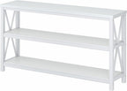 FATORRI Console Table for Entryway, Long Sofa Table with 3 Tier Shelves, Modern White Hallway Tables for Living Room (55 Inch, White Oak)
