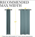 NICETOWN Modern Greyish Blue Blackout Curtains Noise Reducing, Thermal Insulated and Privacy Room Darkening Drape Panels for Boy's Guest Room Door Small Short Window (2 Panels, W42 x L63 -Inch)
