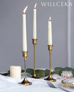 Gold Candlestick Holders, Taper Candle Holders, Set of 6 Brass Candle Holder Set, Vintage Table Centerpiece for Wedding Christmas Holiday