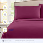Twin XL Sheets - Breathable Luxury Sheets with Full Elastic & Secure Corner Straps Built In - 1800 Supreme Collection Extra Soft Deep Pocket Bedding Set, Sheet Set, Twin XL, Berry