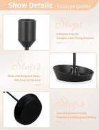 NUPTIO Black Candlestick Holders for Table: 6 Pcs Taper Candles Holders Bulk for Halloween - Tall Candle Stick Holder for Birthday Party Living Room Fireplace Centerpiece