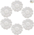 6PCS Vintage Floral Daisy Ceramic Dresser Drawer Knobs Elegant Cabinet Cupboard Door Hardware Pull Handles w/Screws White