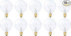 Simba Lighting Small Globe G16.5 Round Bulb 40W E12 Candelabra Base (10 Pack) for Chandelier, Ceiling Fan Light, Decorative Vanity Lights, Wall Sconce, Clear Glass 110V 120V, 2700K Warm White Dimmable