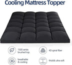 Mattress Topper Queen, Extra Thick Mattress Pad Cover, Plush Pillow Top, Deep Elastic Pocket, Black