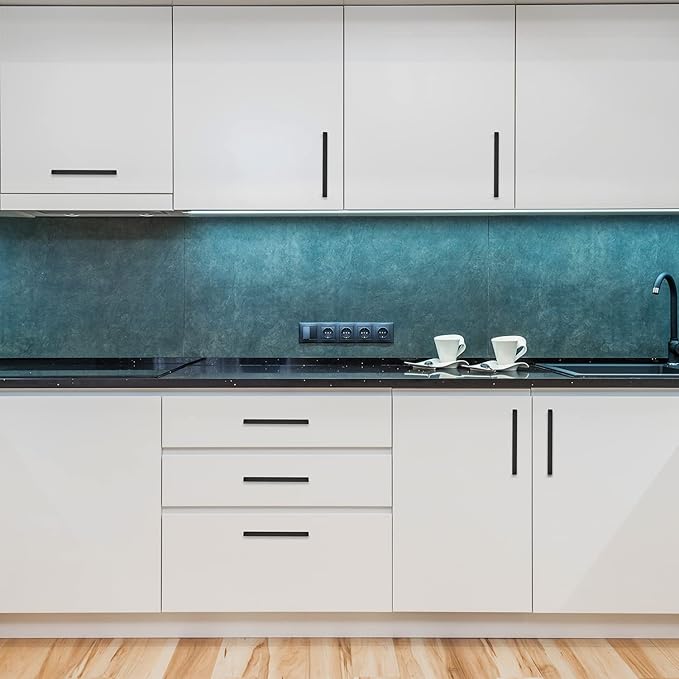 Ravinte 3 Pack 6-1/4 Inch Kitchen Square Cabinet Handles Matte Black Pulls Black Drawer Pulls Kitchen Cabinet Hardware Handles