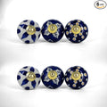 Handmade Blue Blessing Ceramic Stone Cabinet Knobs, Vintage Decorative Drawer Pulls for Trendy Cabinets, Modern Dressers & Cupboards, Knobs for Kitchen & Furniture - Set of 6