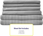 Cal King Size Bed Sheets - 6 Piece 1500 Supreme Collection Fine Brushed Microfiber Deep Pocket California King Sheet Set Bedding - 2 Extra Pillow Cases, Great Value, California King, Dobby Silver