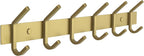 Brushed Gold Wall Mounted Coat Rack – 17 Inch Stainless Steel Rail with 6 Double Coat Hooks for Entryway, Bathroom, Bedroom, Kitchen – Modern Gold Hook Rack for Coats, Hats, Towels